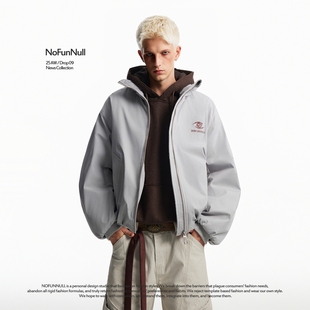 [王铮亮同款]NOFUNNULL 美式立领bomber短款夹克男秋冬棉衣外套女