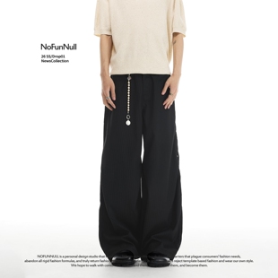 男女春季 NOFUNNULL 美式 cleanfit条纹直筒休闲裤 潮 老钱风垂坠西裤