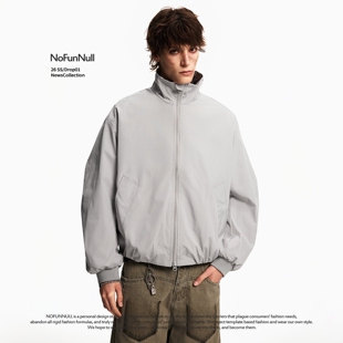 NOFUNNULL 美式复古立领飞行员夹克男女春季cleanfit短款廓形外套