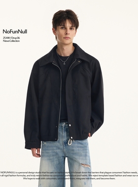 NOFUNNULL 美式cleanfit翻领夹克外套男秋季短款廓形bomber外套潮