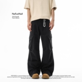 美式 多口袋工装 休闲裤 NOFUNNULL 男女复古宽松阔腿解构机能伞兵裤