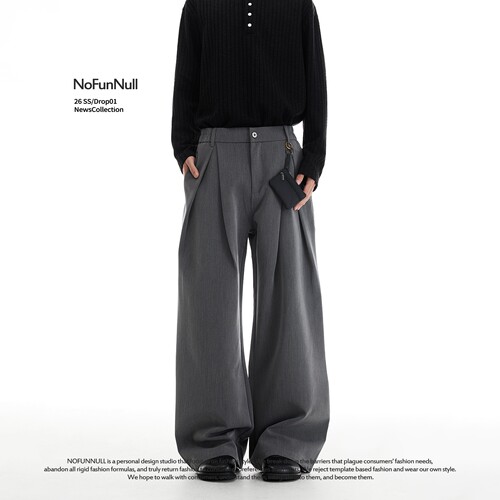 NOFUNNULL老钱风压皱垂感A字西裤