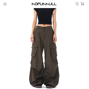 美式 薄款 复古大口袋伞兵裤 男女褶皱垂坠阔腿工装 NOFUNNULL 裤 夏季