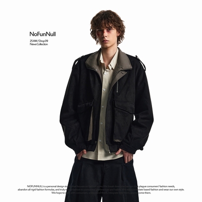 NOFUNNULL美式短款工装拼接夹克