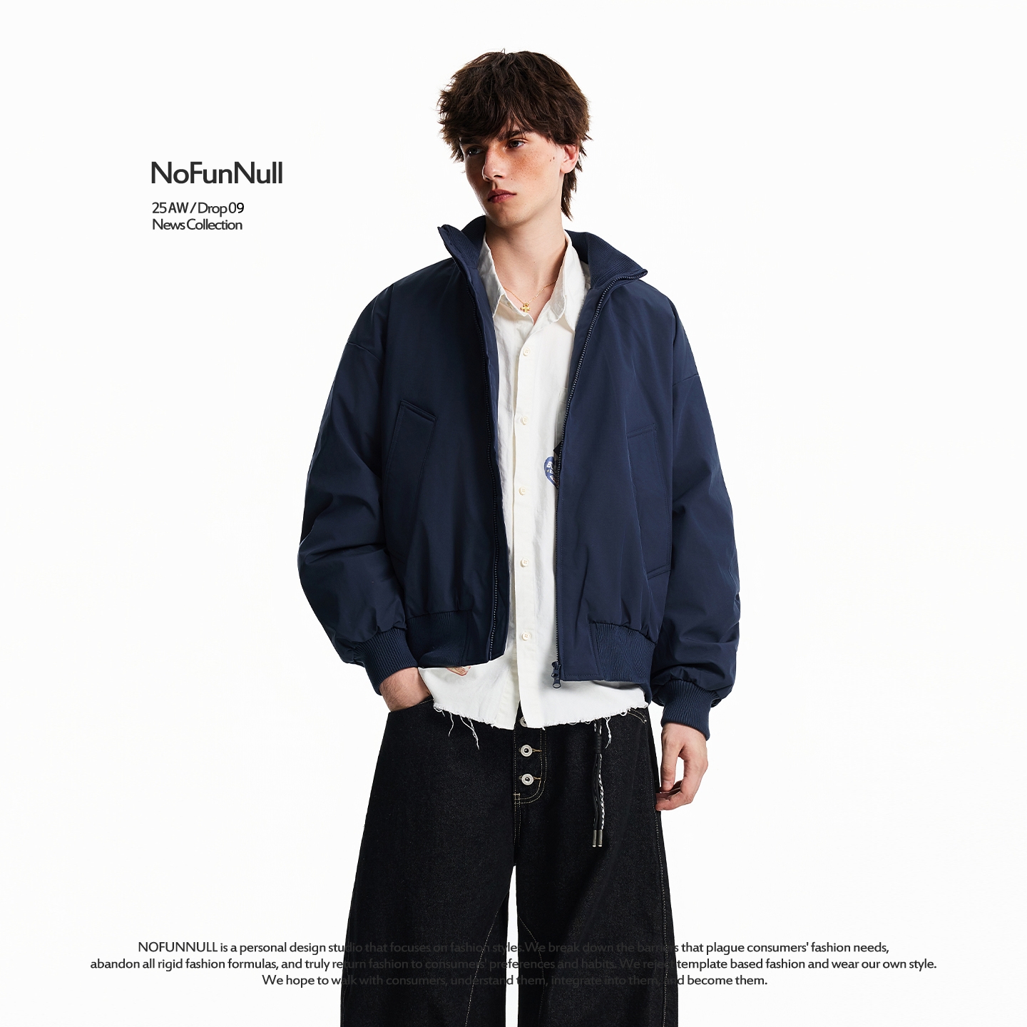 NOFUNNULL极简短款廓形羽绒夹克