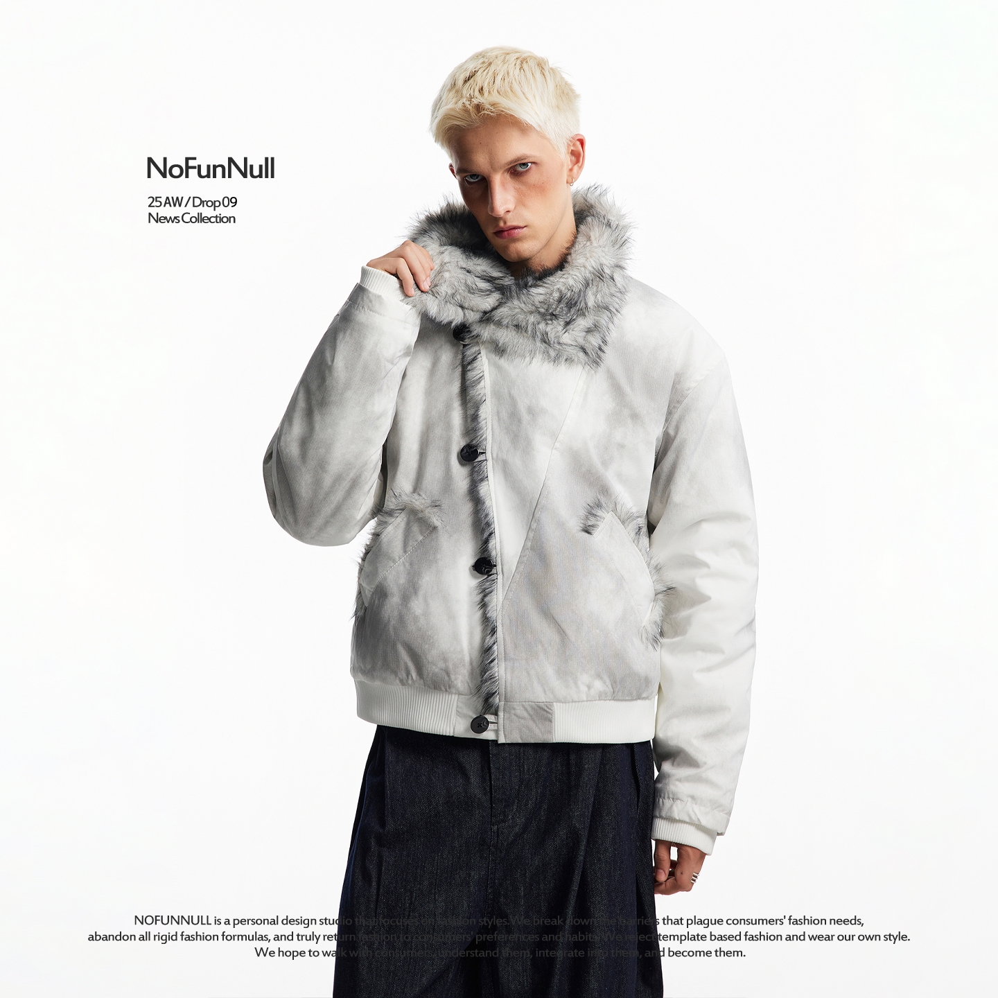 NOFUNNULL重磅座山雕毛领棉服潮