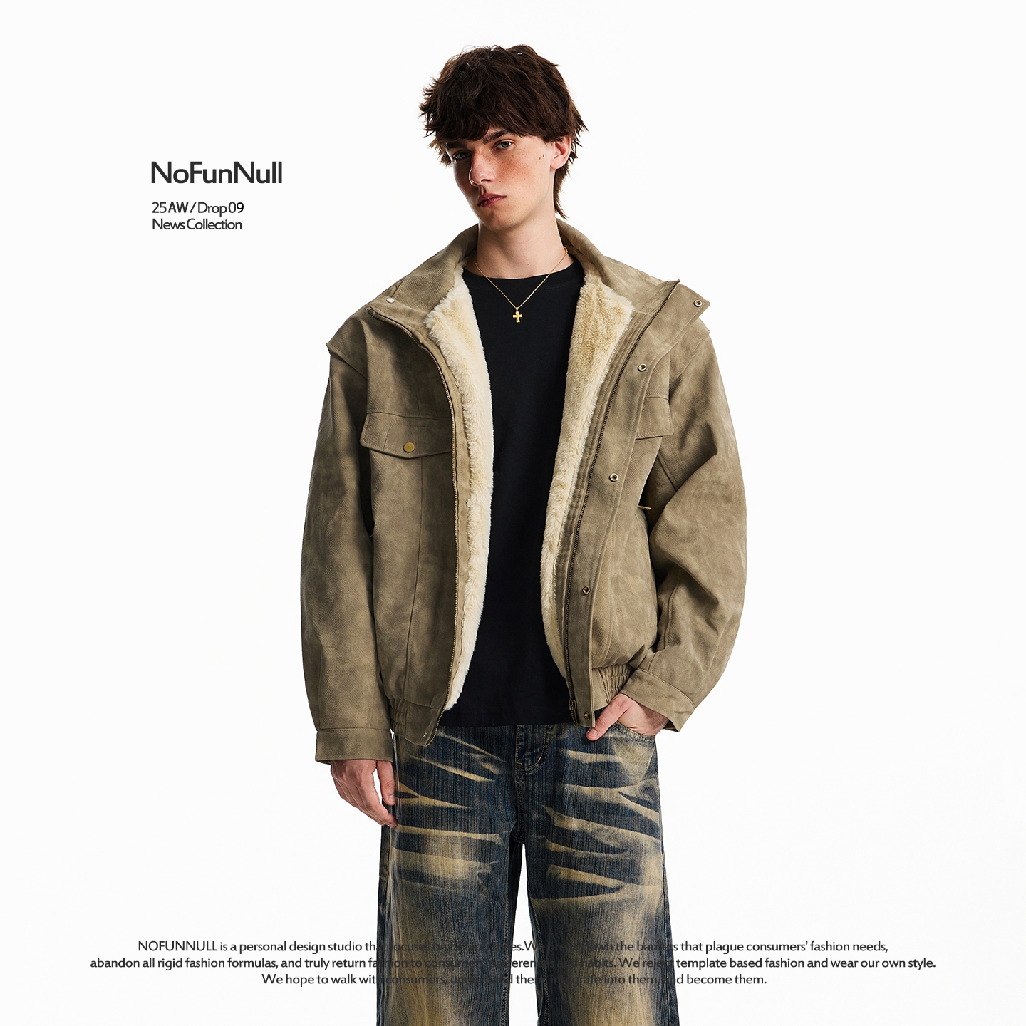 NOFUNNULL解构拼接座山雕棉服潮