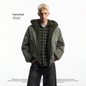 复古水洗工装 NOFUNNULL 美式 棉服夹克男摇粒绒内里保暖短宽外套潮