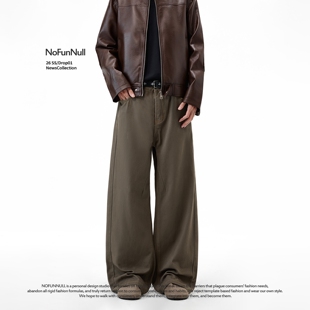 春季 复古纯棉水洗做旧直筒休闲裤 美式 基础款 长裤 男经典 NOFUNNULL