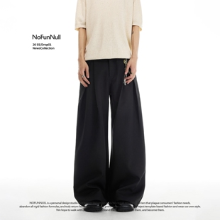 春夏男女老钱风高质休闲裤 NOFUNNULL美式 cleanfit压皱垂感A字西裤