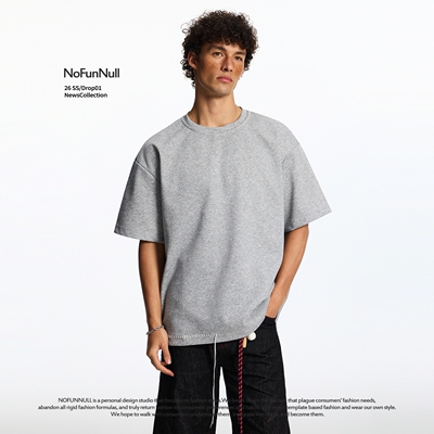 NOFUNNULL美式手缝线圆领短袖T恤