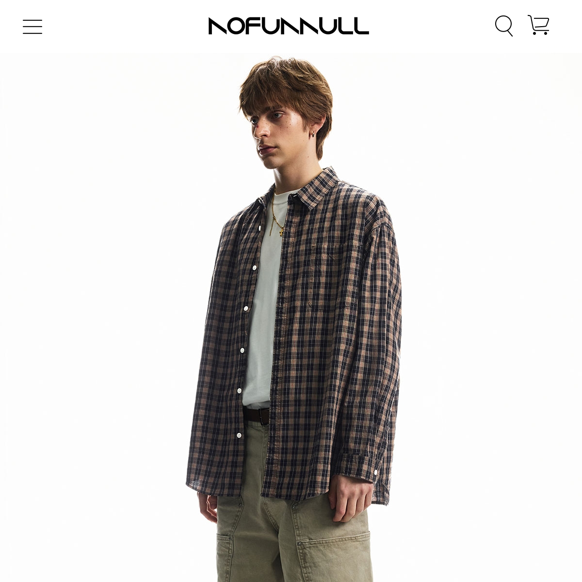 美式复古纯棉格子衬衫