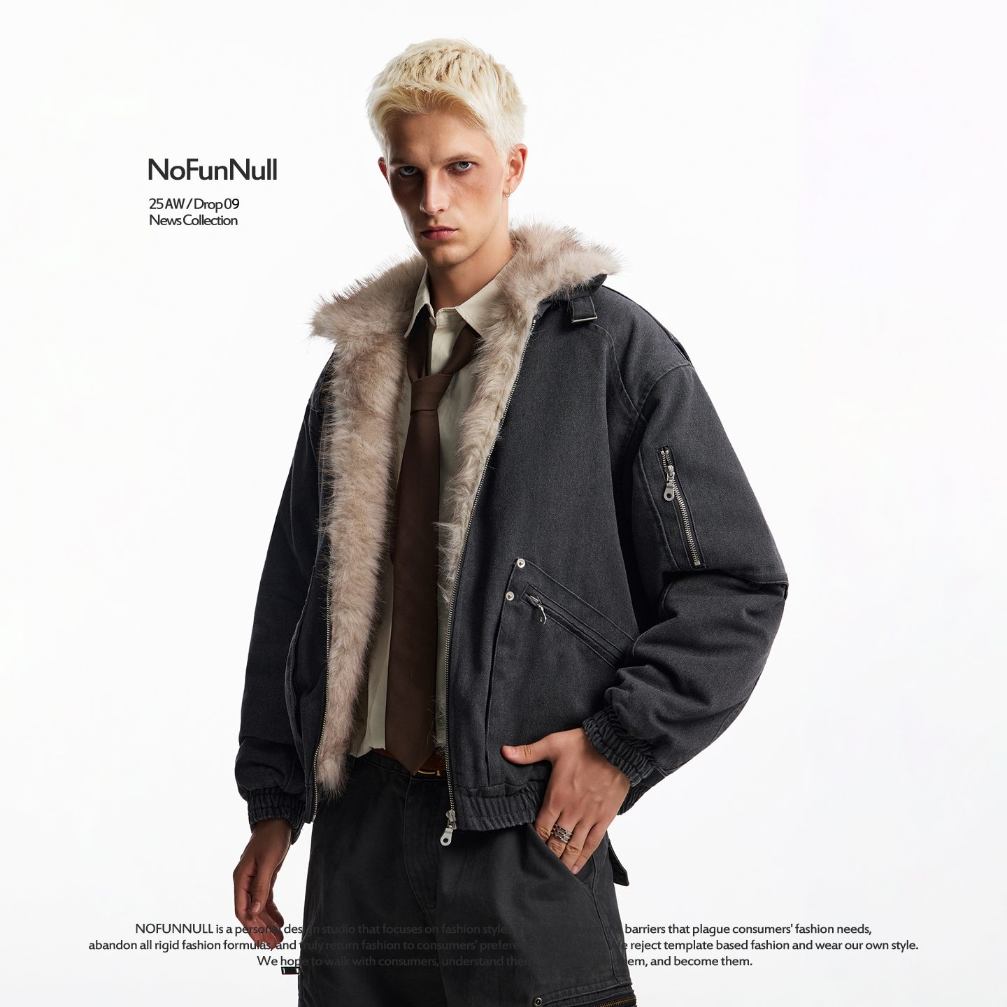 NOFUNNULL美式复古座山雕棉服潮