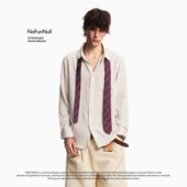 男春夏美式 NOFUNNULL 老钱风亚麻条纹衬衫 cleanfit高级感高智衬衣