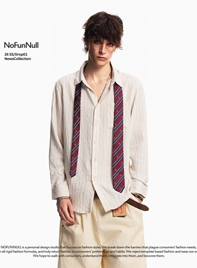 NOFUNNULL 老钱风亚麻条纹衬衫男春夏美式cleanfit高级感高智衬衣