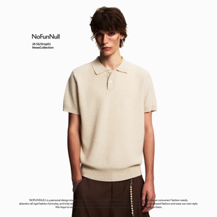 男女夏莱赛尔亚麻翻领短袖 老钱风肌理感针织POLO衫 NOFUNNULL美式