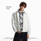 NOFUNNULL 国潮风假两件水墨画印花夹克男女秋双领设计感结构外套
