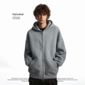 基础款 NOFUNNULL 400g重磅美式 连帽双拉链卫衣男女秋宽松硬挺外套