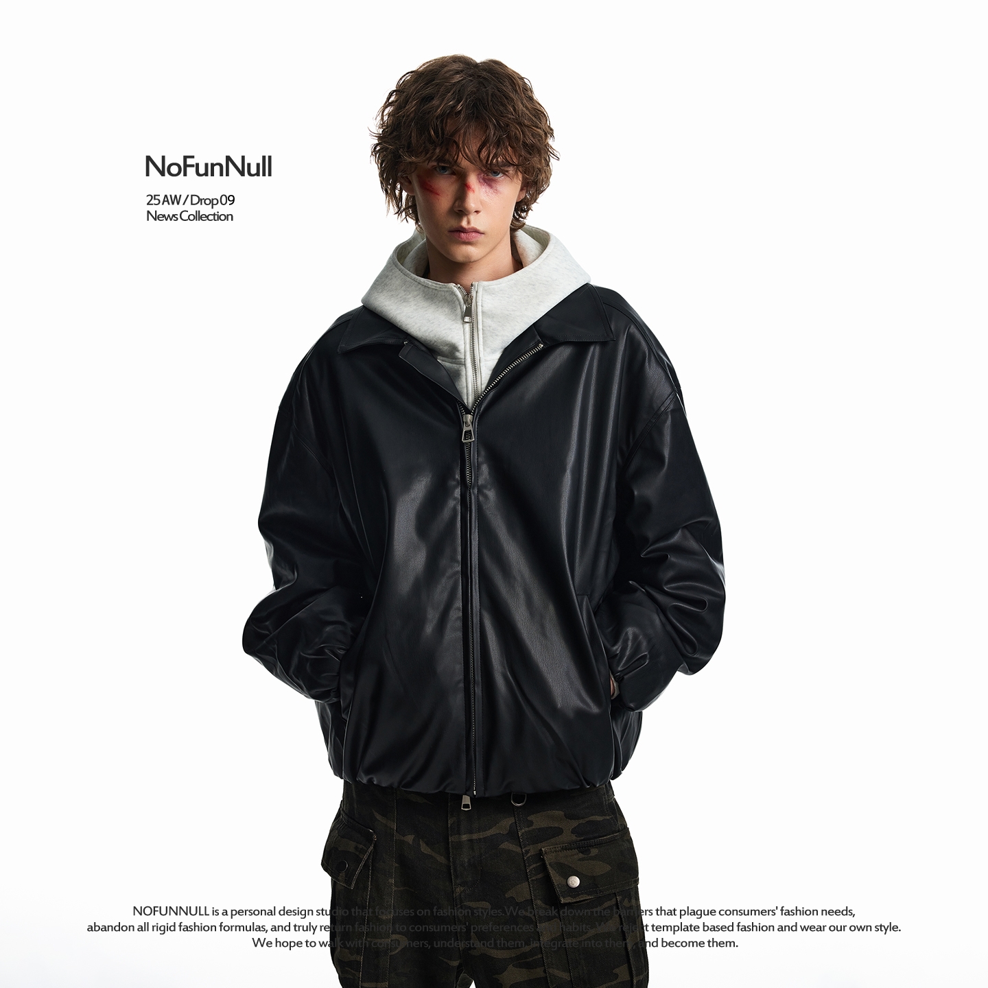 NOFUNNULL美式PU皮机车服外套潮