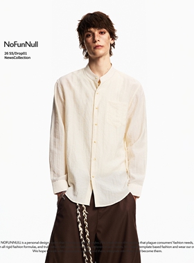 NOFUNNULL 美式cleanfit纯色立领衬衫男女春夏简约半高领高质衬衣