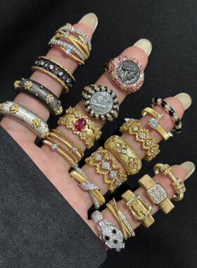 意大利花生网戒指金属呈现的空气感925银镀金拉丝复古工艺戒指