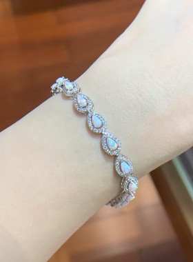 新款INS热卖S925纯银水滴形蓝澳宝手链轻奢手饰时尚优雅气质首饰