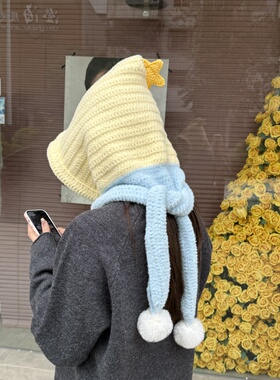 一坨肥猫猫 手工编织diy自制毛线钩针自制成人儿童星星帽子材料包