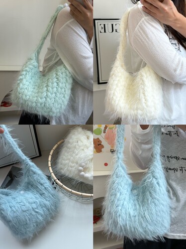 一坨肥猫猫 手工编织一只diy钩针云朵棉混线麦穗爱心饺子包