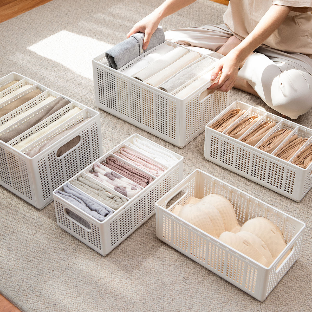 衣柜分层收纳筐裤子衣服收纳神器