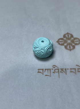 天然原矿绿松石圆珠散珠桶珠三通配珠隔珠高瓷铁线