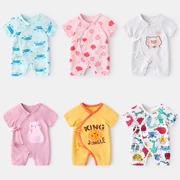 Babyiesies cotton bé gái mùa hè mỏng phần Ha Yi full moon quần áo bé trai mùa hè nam ngắn tay - Áo liền quần