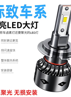 标致3008led大灯标志40085008 206 308 301 408307改装近光远光灯