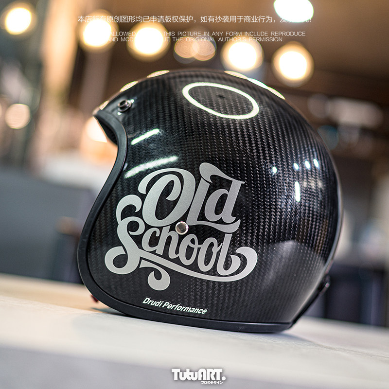 TUTU圖圖車貼 OLD SCHOOL美式复古文字贴 摩托车油箱头盔装饰贴花