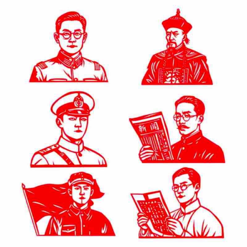 林则徐吴石人物剪纸成品中国风创意英雄林祥谦人物头像福州剪纸