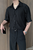 夏季韩版网红褶皱面料轻奢小众高级短袖衬衫男痞帅衬衣CS296，男装衬衫，电商B267
