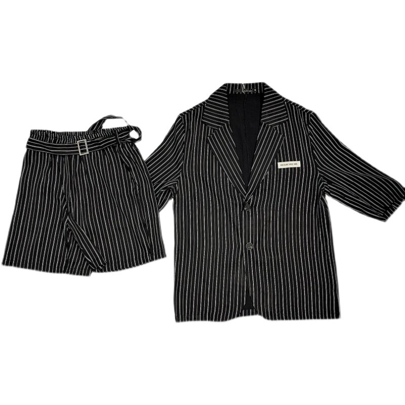 夏季韩版男士痞帅潮流宽松条纹短袖西服短裤套装A369-TZ006,男装西服套装,电商B267