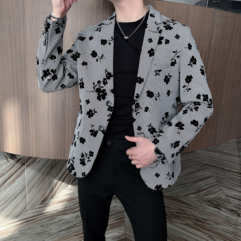 千鸟格韩版西服复古潮流帅气微松休闲西装外套男A369-XZ2035,男装西服,电商B267
