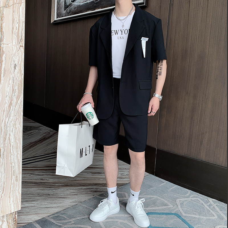 夏季韩版男ins网红西装潮流宽松短袖西服短裤套装B267-TZ117,男装西服套装,电商B267