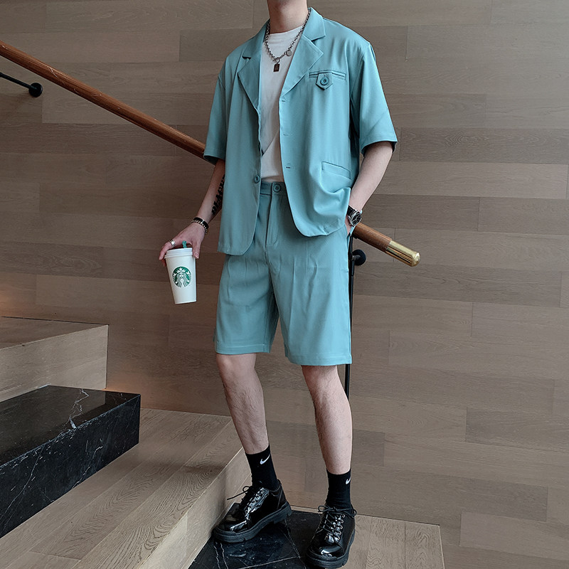 夏季韩版男ins网红西装潮流宽松短袖西服短裤套装A369-TZ005,男装西服,电商B267