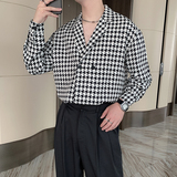 秋季潮男小众设计高级感千鸟格网红长袖痞帅衬衫男B267-CS615，男装衬衫，电商B267
