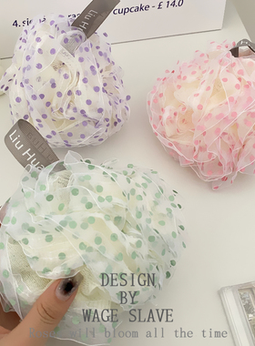 ins潮网红波点欲求搓澡大号浴花日系可爱柔软起泡沐浴洗澡球浴巾