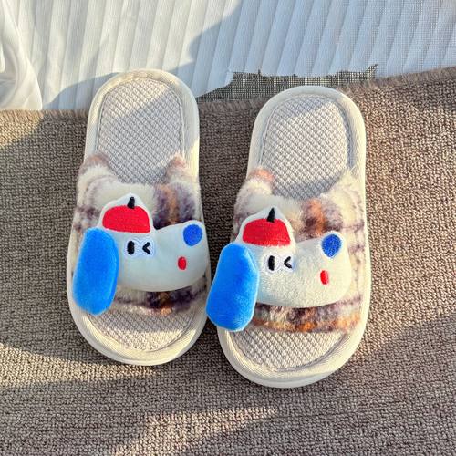 儿童拖鞋2026新款春季室内亚麻居家男童卡通防滑透气女童四季地板