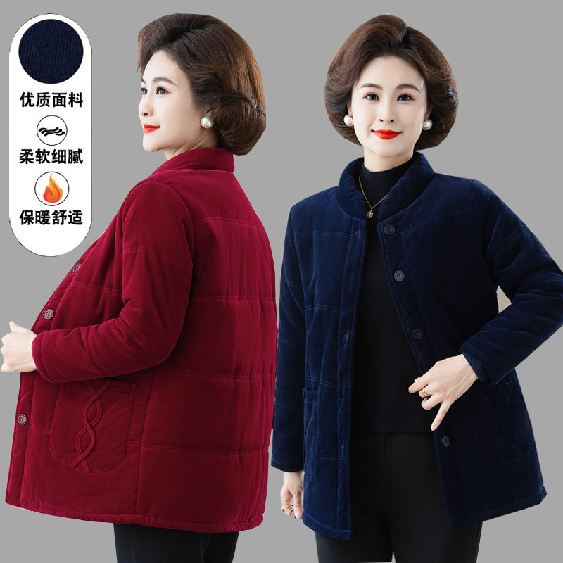 棉服中老年妈妈装冬装棉袄灯芯绒