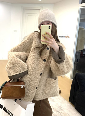 Fanny of Fun 2025新款皮毛一体羊羔毛外套女冬季加厚中长款大衣