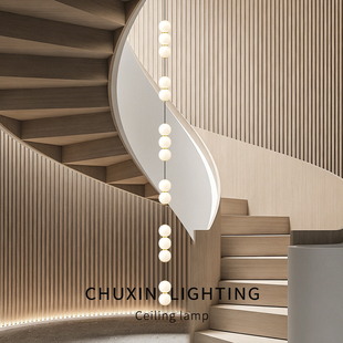 现代简约狭窄楼梯间圆球吊灯一串多头串串球复式 楼别墅楼梯间吊灯