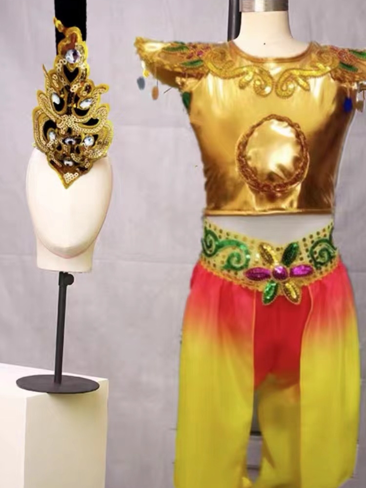 儿童舞蹈桃李杯敦煌乐鼓独舞民族舞蹈服装演出服比赛考级