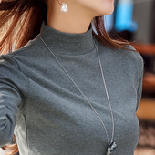 内搭上衣秋衣中老年妈妈半高领春秋打底衫 2025纯棉长袖 t恤女大码