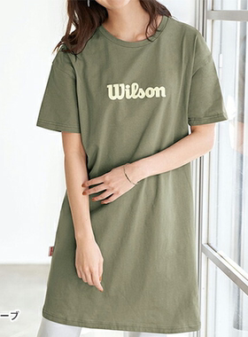 日本代购Wilson威尔胜100%纯棉宽松束腰T恤男女运动夏季圆领短袖