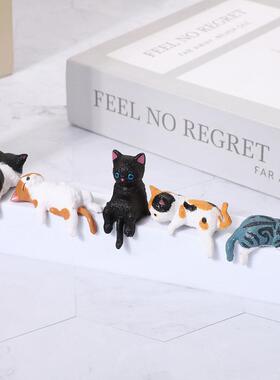 跨境办公室迷你可爱小猫咪摆件电脑车载中控台显示屏边缘装饰公仔