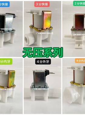 无压电磁阀 净水器电动阀 12V24V220V放水出水阀常闭 饮水机配件